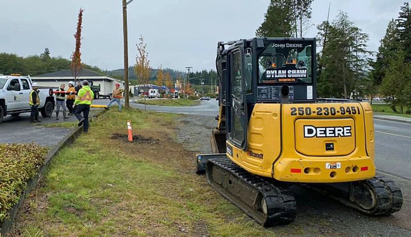 Dylan Shaw Excavating planting trees in Port Hardy