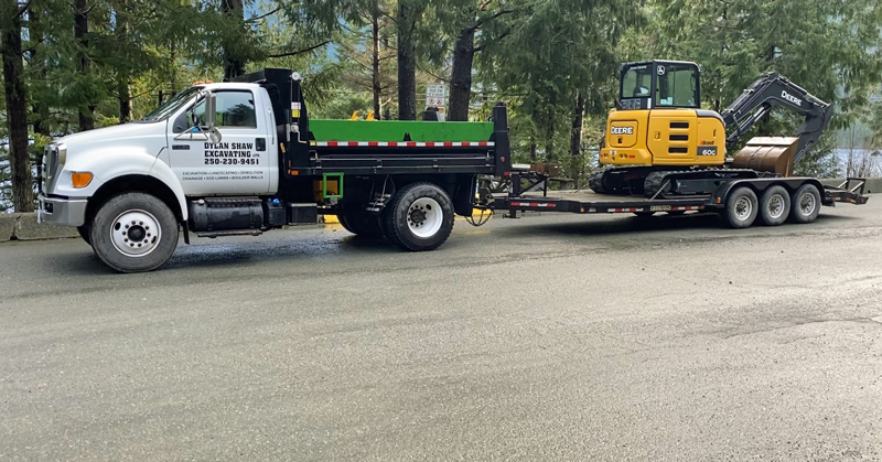 Truck and excavator in Port Hardy, Dylan Shaw