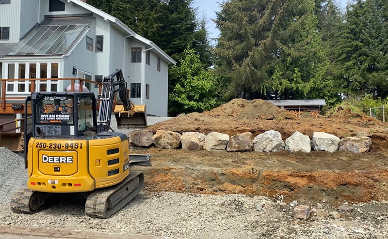 Dylan Shaw Excavating landscaping with large landscape rocks, Port Hardy