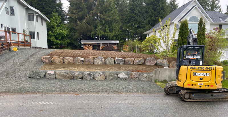 Dylan Shaw Excavating landscaping with large landscape rocks, Port Hardy